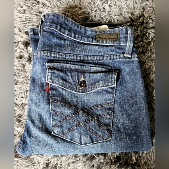 Levi's Womens Bootcut 545 Blue Denim Jeans With Flap Pockets - Size 14M - Picture 1 of 11